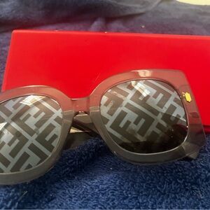 Fendi Women's Black and Gray Sunglasses
